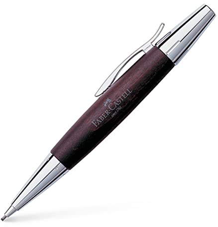FABER-CASTELL - Drehbleistift e-motion Birnbaum Dunkelbraun, 1,4 mm | Edler Minenbleistift mit Birnbaumholz und Metall inklusive Geschenkverpackung