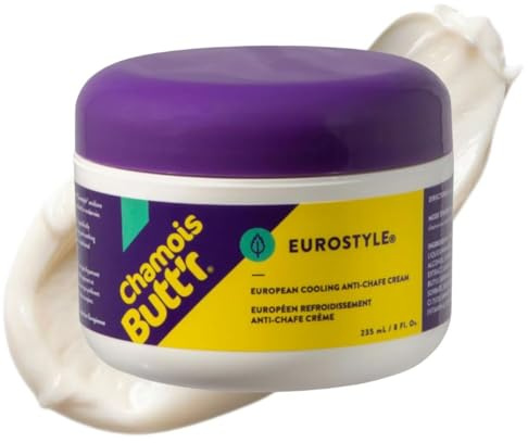 Chamois Butt'r Eurostyle Anti-Chafe Cream for Road, Gravel, Mountain Bike, 8 ounce jar, Cycling Plastic