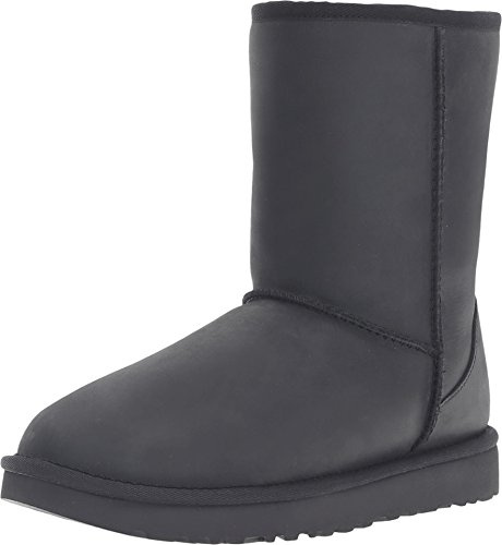 UGG Classic Short Leather, Stivale Clasico Donna, Nero (Black), 36 EU