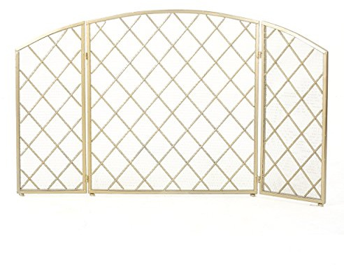 Christopher Knight Home Amiyah 3 Panelled Iron Fireplace Screen, Gold
