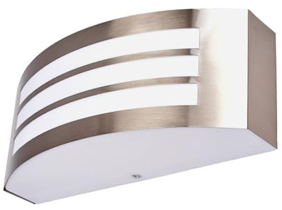Lindby Wandlampe aussen IP 44, Edelstahl Wandleuchte silber Up- and Downlight Außenbeleuchtung Wand Hof Garten Terrasse Balkon Aussenleuchte