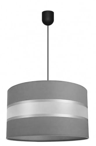 FKL DESIGN Home Deco Moderne Hängelampe Grau-Silber – Designer Pendelleuchte mit Stoffschirm | Elegante Deckenlampe für Wohnzimmer, Esszimmer, Küche & Schlafzimmer E27 ABK1L-GSB