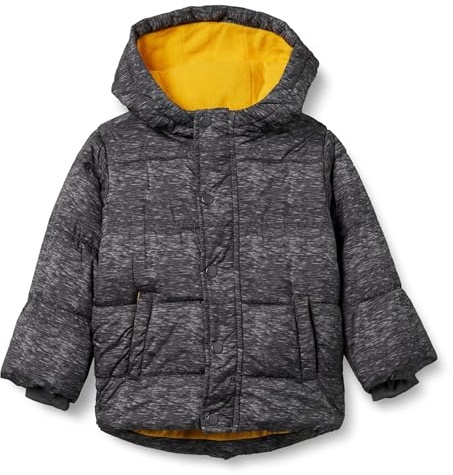 Amazon Essentials Chaqueta Gruesa y Acolchada con Capucha Niño, Carbón Mezcla, 6-7 años