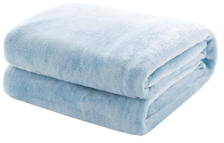 Mixibaby Kuscheldecke Flauschige extra weich & warm Wohndecke Flanell Fleecedecke, Falten beständig/Anti-verfärben als Sofadecke oder Bettüberwurf, Größe:150 cm x 200 cm, Farbe:Babyblau