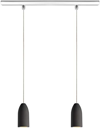 Buchenbusch urban design Deckenlampe 2 flammig dark edition, Beton Hängelampe Wohnzimmer mit Textilkabel Kiesel