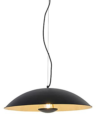 Qazqa - Modern Vintage Hängelampe I Pendellampe I Pendelleuchte schwarz mit Gold I Messing 60 cm - Emilienne Novo I Wohnzimmer I Schlafzimmer - Stahl Länglich - LED geeignet E27