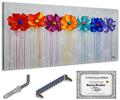Monica Mirafiori I 100% HANDGEMALT I Gemälde Mohnblumen 140x70cm | Gemälde Handgemalt | Acrylgemälde | Sehr Großes Acrylbild I Moderne Kunst I Kunstbilder