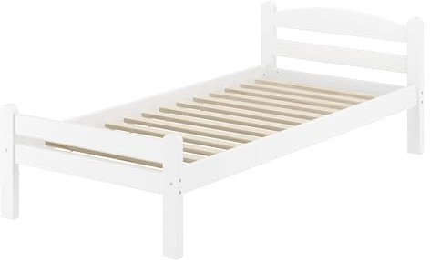 Erst-Holz®Einzelbett Gästebett Massiv Buche Weiß 90 x 200 cmRollrost inkl.