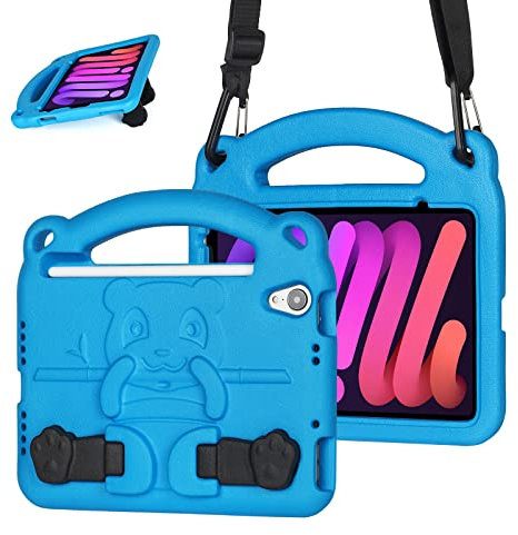 KINGSKEEN Hülle für iPad mini 6. Generation, iPad mini 6 Hülle (8,3 Zoll 2021), Eva stoßfestes leichtes Kinderschutzetui mit Tragegriff integrierter Halterung und Apple Bleistifthalter (Blau)