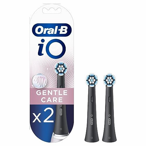 Oral-B iO Gentle Care Recambios para Cepillo de Dientes Eléctrico, Paquete de 2 Cabezales, Negro - Originales