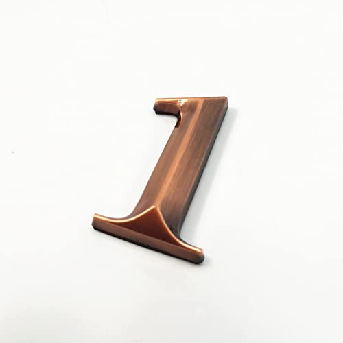 Selbstklebende 3D-Hausnummernschild 50mm 0-9 Strichschild Modernes Rot Kupfer Bronze Farbe Türnummer Hoteladresse Postfach Ziffern 3M-Aufkleber Schild ABS Galvanisierte Spiegeloberfläche (1)