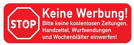 Briefkastenaufkleber Keine Werbung, 3 Stück, 67 x 21 mm, selbstklebende Folie, Briefkastenschild für Innen- und Außenbereich, Keine Werbung Aufkleber für Briefkasten, Hinweisschild Brief Kasten