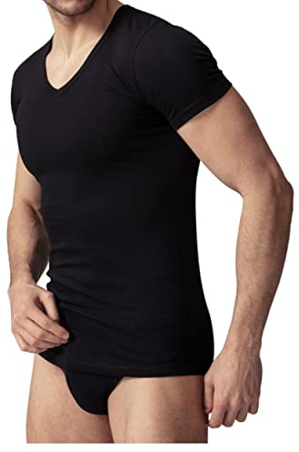 VP PINUCCIO VENEGONI Set 2 Magliette Intime Uomo Cotone Scollo a v Made in Italy t Shirt Bianche Nere Maglia Intima Scollo a v Manica Corta Bianca e Nera Canottiera Intimo Uomo v Canotta