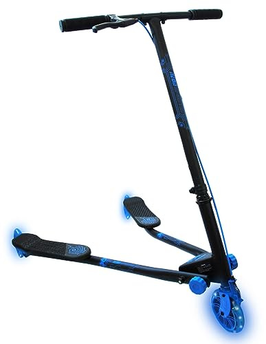 BIPATTINO - MONOPATTINO LUMINOSO NEON 3 RUOTE - SKATEBOARD - SKATE (BLU)