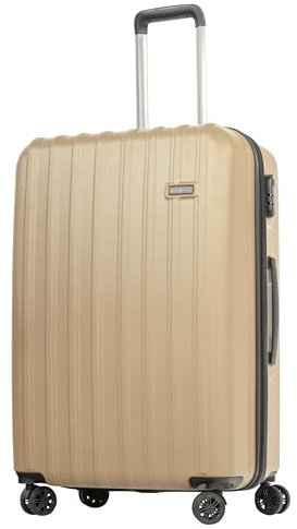 HANSEKOFFER Hartschalenkoffer groß · Koffer XL · Reisekoffer mit Rollen · Trolley mit Teleskopgriff · Leicht · Rollkoffer mit Zahlenschloss · Beige