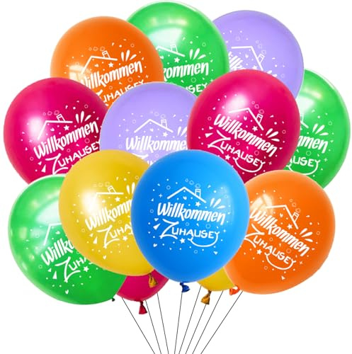 ALEGRE® Luftballons Willkommen Zuhause Deko, 20 Stück Herzlich Willkommen Zurück Ballon Bunte, Welcome Home Party Deko, Welcome Back Ballons für Baby Zurück, Hochzeit, Weinachten Deko, Silvester Deko