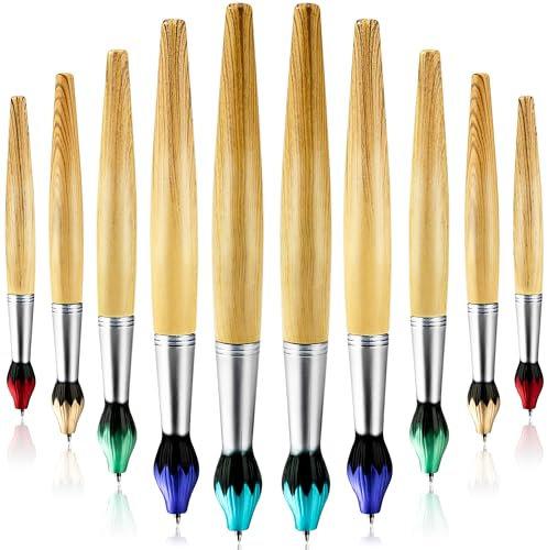 Newellsail Bambus Pinsel Form Kugelschreiber Neuheit Bambusholz-Kugelschreiber Einziehbar Stifte für Kunstaktivitäten und Schulschreibwaren 10 Stück (Blaue Mine 1.0mm)