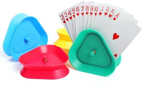 ktxaby 4 Stück Spielkartenhalter, Spielkartenständer, Dreieckiger stehender Kartenhalter für Spiele, Unterstützt Verschiedene Kartengrößen, Geeignet für Personen, die gerne Karten Spielen.