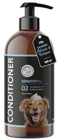 Annimally Sensitiv Plus Après-shampoing – Soin Naturel pour Chiens et Chiots sensibles, Pelage Soyeux grâce au Beurre de karité, pH Neutre, sans silicones, parabènes ni parfums artificiels – 500 ML