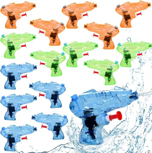 Wasserpistole Kinder 16 Stück, Fosoloni Klein Spritzpistolen Reichweite 7 Meter，Kleine Wasserpistolen Spielzeuge, Wasserpistole Kinder für Sommer Garten Pool Strand Party Mitgebsel (Stil-B)