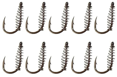 Gogogmee Spring Fishing Hooks Set 10Pcs High-Grade Steel Portable Fish Hooks with Strong Corrosion Resistance for River and Carp Fishing Bait