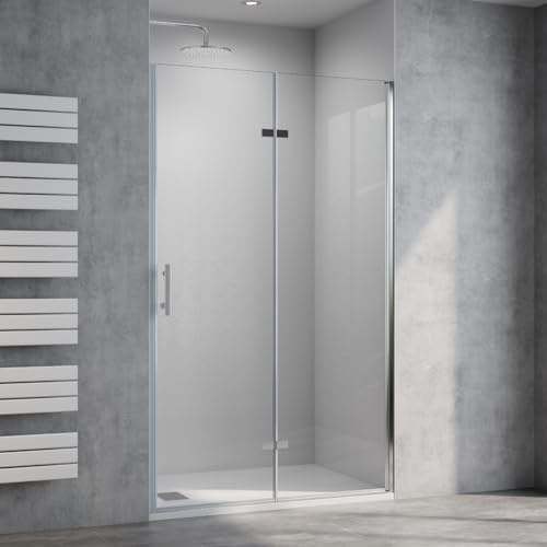 WITEN&NOCK Duschkabine Duschwand 70cm Duschtür Dusche Drehfalttür Faltbare Nischentür ESG NANO Glas 195cm