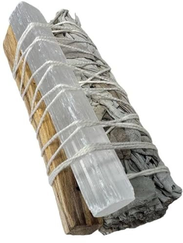 AMAZEN 3 Sauge Blanche Purification à Brûler - Herbe de Purification et d'Harmonie, 100% Naturelle (3 SAUGE PALO SELENITE)