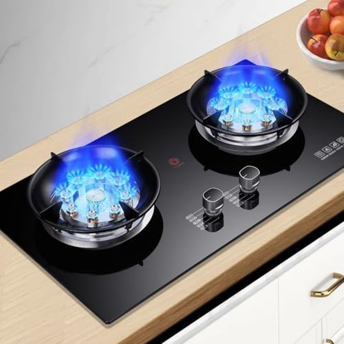 Cuisinière À Gaz Intégrée En Acier Inoxydable De 73 Cm, Cuisinière À Gaz À 2 Brûleurs 5,2 KW, Minuterie Indépendante Double Face, Dispositif De Protection Contre Les Extinctions Accidentelles(LPG)