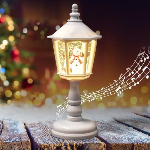 Lanterna Decorativa Natalizia, Sfera di Neve a LED con Musica e Luce Bianca Calda, Regalo per Feste di Natale, Decorazione per la Casa