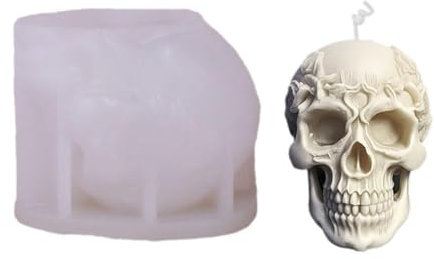 3D-Rosen-/Totenkopf-Kerzenform, Silikon, Seife, Kerze, Polymer, Gips, für Heimdekoration, Halloween, N8O7 und Büro