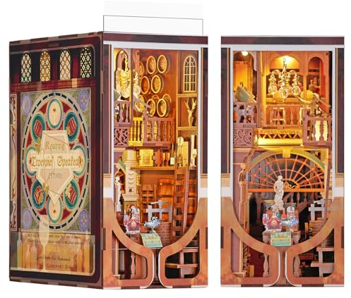 MiniCity Book Nook Kit DIY Miniatur Kit Buchstütze 3D Holzpuzzle mit Staubschutzhülle für Bastelenthusiasten (Roaring Twenties Speakeasy) | 18 × 11 × 23 cm; 317 Teile aus Holz, Papier und Kunststoff mit LED und Staubschutz; Aufbau 6–8 Std., Anleitung, ab 14 Jahren.