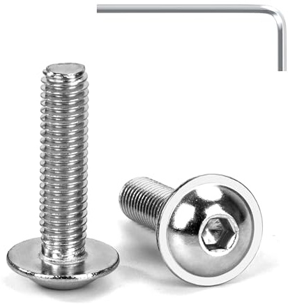 Tunejoy Viti a Testa Bombata con Flangia M5 x 20 mm Vite a Testa Esagonale Bulloni in Acciaio Inox A2 V2A Viti a Brugola con Chiavi a Esagono Filettatura Completa 20 Pezzi