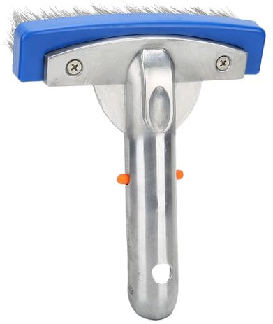 Stainless Steel Brush Pool Cleaner, 5.5in Swimming Pool Brush with High Density Steel Hair for Steps Ladders and Pool Perimeter