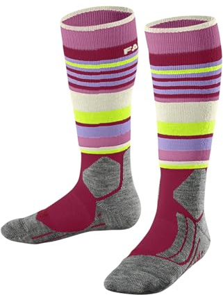 FALKE Unisex kinder Skisocken SK2 Intermediate Trend K Kh Wolle Funktionsmaterial warm dick 1 Paar, Rot Rose 8564, 31-34