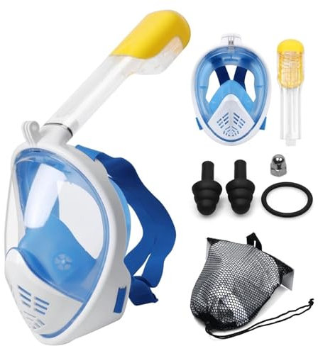 CQJJXKYC Tauchmasken Schnorchelmaske Volle Gesicht Schnorcheln Masken Panoramablick Anti-Fog Anti-Leck Schwimmen Schnorchel Scuba Unterwasser(S2,L/XL)