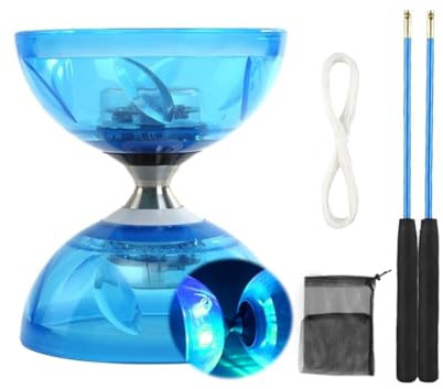 Lotvic Diabolo Freizeitsport Jonglier-Set mit Licht, Freiläufer mit Kugellager, Diabolo Jonglierset, Jonglier-Set mit Handsticks aus Aluminium und Ersatzschnur, Geschenk für Kinder & Anfänger (Blue)