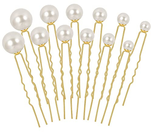 Perlen Haarnadeln, U-Form Braut Haarschmuck, Hochzeit Braut Perle Haar Zubehör, Weiße Perlenhaar Damen Mädchen für Hochzeiten Alltag Partys Tänze (Weiß-36 Stück)
