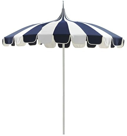 270cm Striped Garden Parasol, UV Protection Outdoor Patio Umbrella 9ft Pagoda with Aluminum Pole, for Deck, Market, Backyard