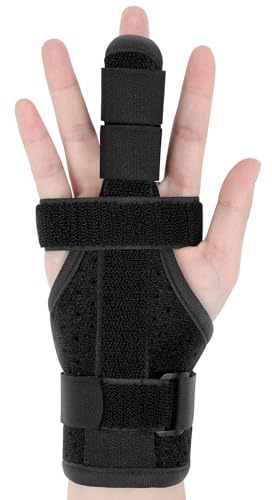 flintronic fingerskena, 1 st justerbar tumortos, fingerortos aluminiumplåtstöd för utlösande finger, hammarfinger, artrit, snäppfinger, RSI (svart B)