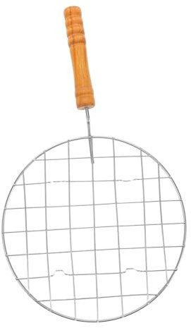 SUPVOX Barbecue Ronde Acier Inoxydable avec Poignée Ergonomique Accessoire de Cuisine Multi Usage pour Camping Rôtissage de Viande et Poisson pour Barbecue et Cuisson Plein Air