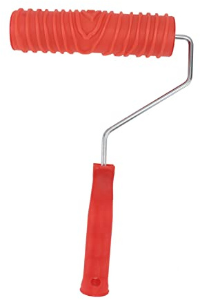 Strukturwalze 7 Zoll mit Holzmaserung und Kunststoffgriff Rot | Wanddekoration mit Texturfarbe, Durable Gummi Prägemuster, Selbstgemacht Einsatz