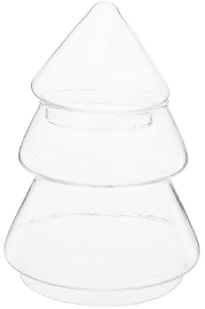 Cabilock Tarro de dulces con forma de árbol de Navidad, tarros de galletas con forma de árbol de Navidad, suministros para fiestas navideñas, adornos navideños rellenables, transparentes, L