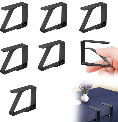 Tarqite 6 Stück Tischdeckenklammern Groß, 8 x 7 cm Tischklammern Edelstahl Schwarz, Tischdeckenklammern Outdoor, Tischdecke Clips für Gärten, Restaurants, Picknick