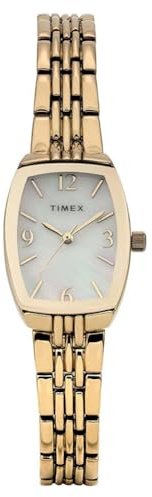 Timex damklocka Trend, 21 mm, guldfärgat armband i legering med urtavla i pärlemor och guldfärgad boett, TW2Y22400