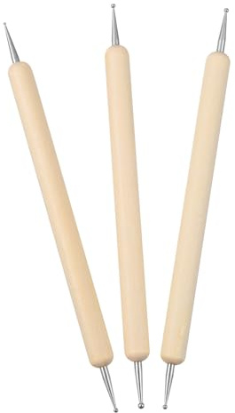 VILLFUL 3piezas Herramientas De Estilógrafo Con Punta De Bola Para Modelado y Relieve Arcilla Mango De Madera Con Punta De Acero Inoxidable Para Escultores y Manualidades Artísticas