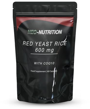 Red Yeast Rice with CoQ10 (Cholesterol Lowering Ingredients) Supplement Coenzyme Q10 Red Yeast Cholesterol Lowering Supplements 60 Vegan Capsules Highest Concentration of Monacolin K