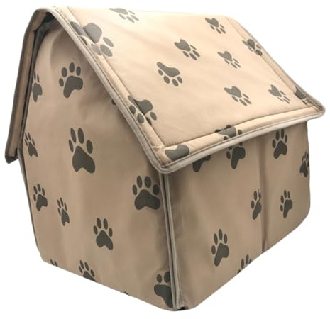 DECOMELODY Faltbares Haustierbett mit Farbigem Pfotenmuster Tragbares Langlebiges Hundezelt und Matte Geeignet für Schlafzimmer Auto und Reisen als Geschenk für Kleine Hunde und Katzen