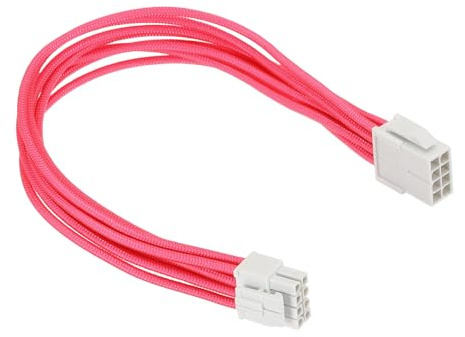 PATIKIL CPU Power Cable 12 Inch(30cm) 18AWG 12V, 1Pcs CPU 8 Pin Male to 8 Pin(4+4 Detachable) Male for Motherboard Power Adapter, White Pink