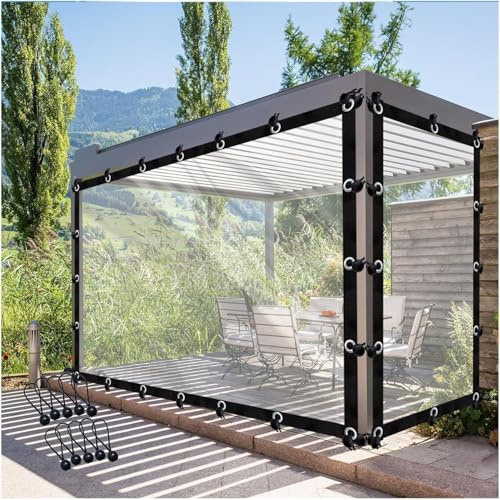 Cortinas de lona de PVC transparente para cenador, paneles laterales con ojales para patio y porche, resistente a la intemperie, cubierta de toldo para exteriores, 300 x 200 cm