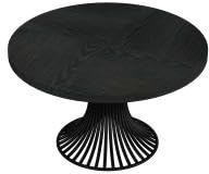 Tribesigns 120 cm Round Dining Table for 4-6 People, Farmhouse Kitchen Table with Sturdy Metal Base, Ideal for Small Spaces, Breakfast Nook, Living Room, Rustic Brown (Black)